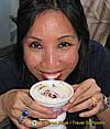 Helen enjoying some Asbach coffee!