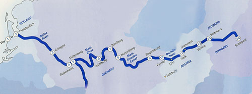 Amsterdam to Budapest river cruise route