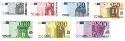 Euro currency notes