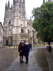 Pilgrims outside Canterbury Cathedral