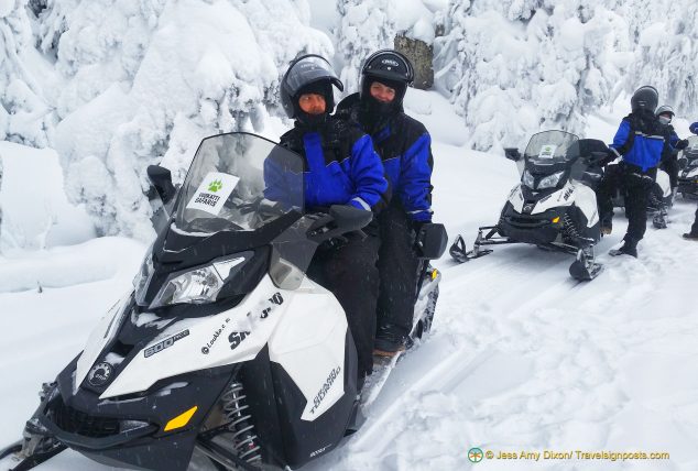 Snowmobiling in the Vuokatti hills