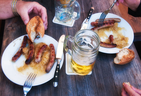 Regensburg Bratwurst sausages are renowned German fare!