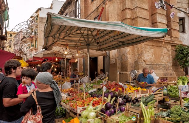 La Vucciria, meaning “voices” or “hubbub” is certainly Palermo’s scruffiest market