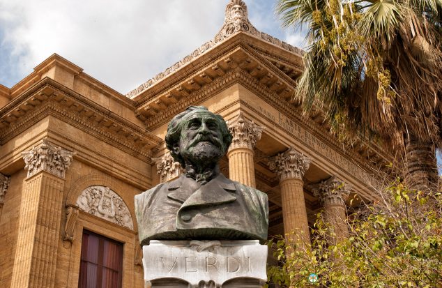 Verdi's bust in front of the Palermo Opera House