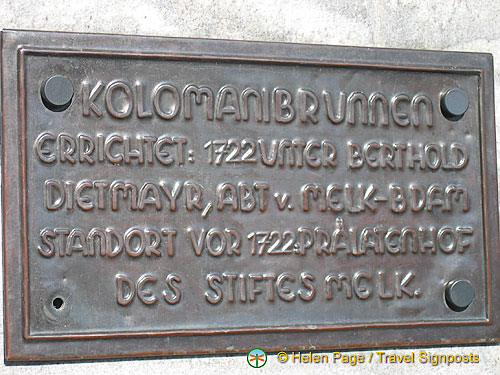Plaque of the Kolomanibrunnen