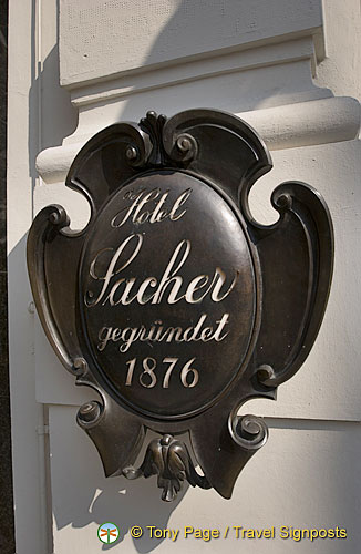 A very chocolatey Hotel Sacher sign