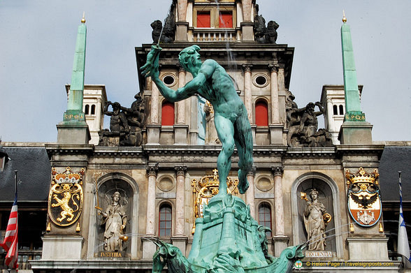 The Brabo Fountain tells the legend of how Antwerp got its name
