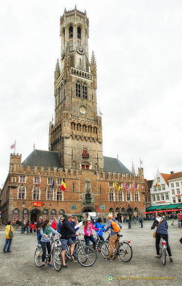 The Bruges belfry dominates the Grote Markt