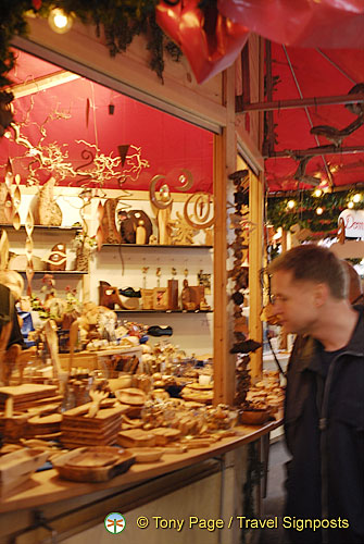 Stall selling wooden handicraft