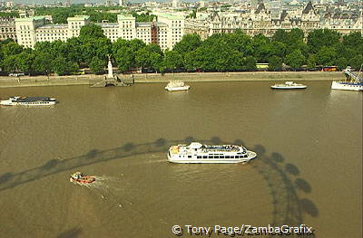 Shadow of London Eye on River Thames