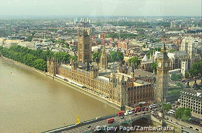 London Eye view of Houses of Parliament