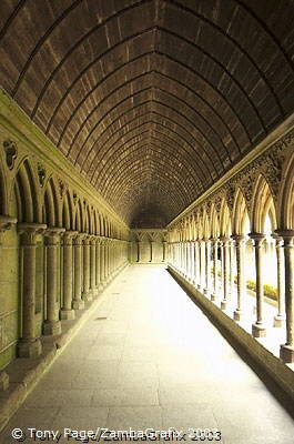 The columns in staggered rows are a good example of 13th century Anglo-Norman style [Mont-St-Michel - France]