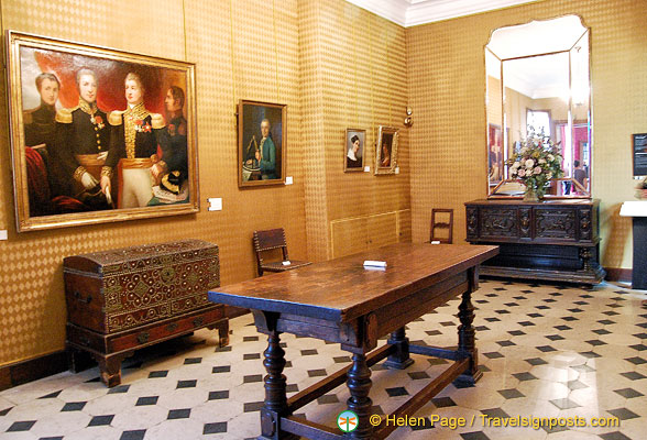 The Antechamber with family portraits and mementos of Victor Hugo's youth