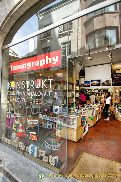 Lomography, at 17 rue Sainte-Croix de la Bretonnerie, is a shop dedicated to analogue photography