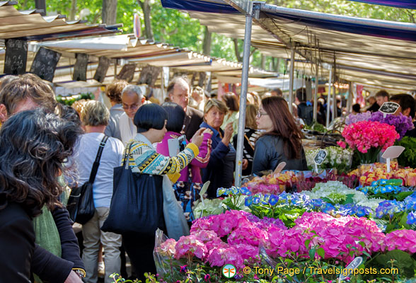 Flower section at Marché Président Wilson 