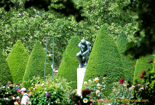 The Thinker in the beautiful gardens of Musée Rodin