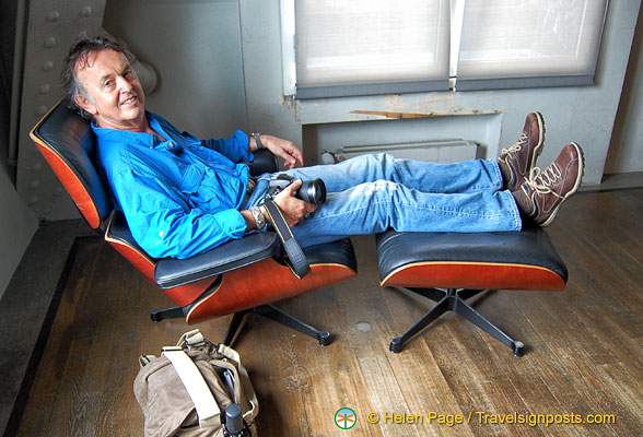 Tony tests the famous Eames Lounge Chair and Ottoman for comfort