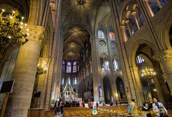 View of nave and altar of Notre-Dame