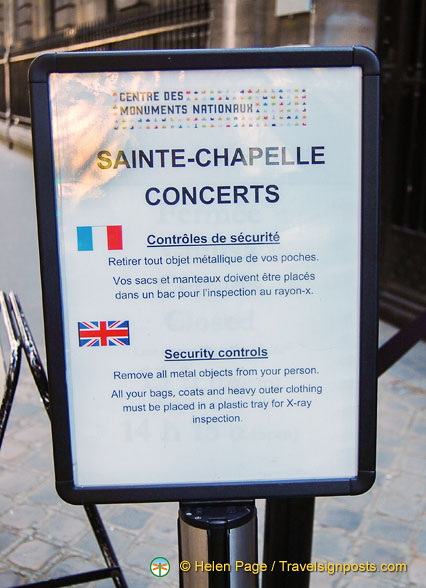 Sainte-Chapelle concert security information