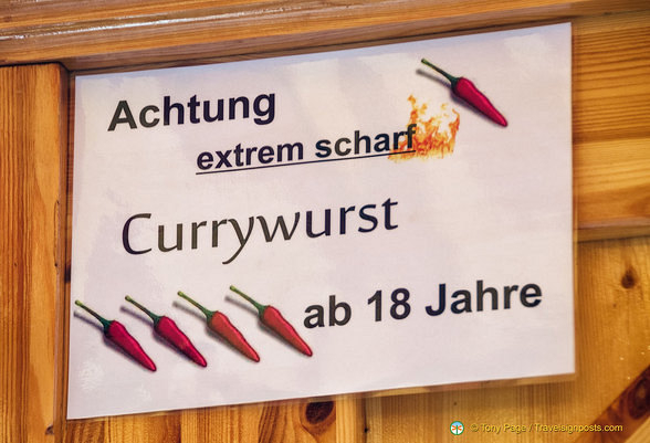 Warning, extremely hot currywurst