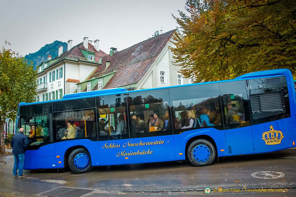 The royal blue bus to Neuschwanstein Castle