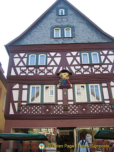 In Miltenberg look up past the lst floor of buildings and you'll see interesting adornments
