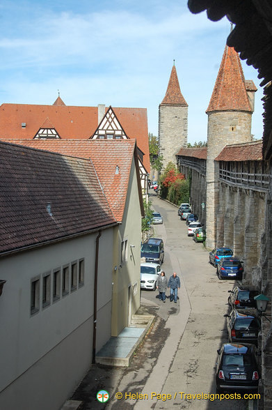 View of Rothenburg walls and towers