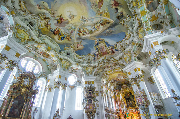 Rich interior of Wieskirche