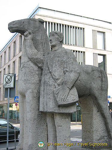 Sculpture commemorating the 1st postal service in Wurzburg