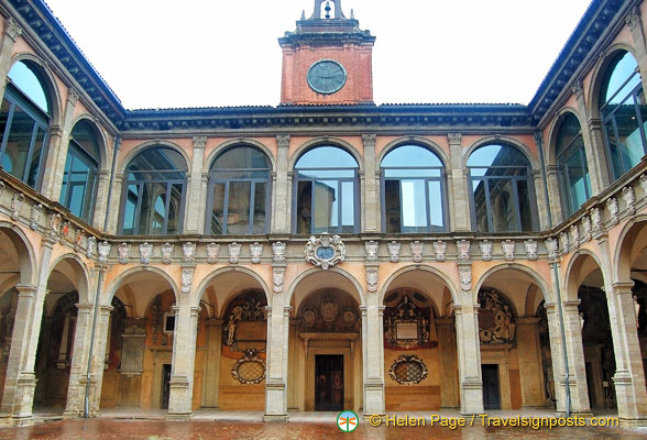 The wing of Archiginnasio of Bologna housing the Anatomical Theatre