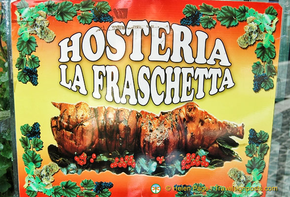 Ad for porchetta at Hosteria La Fraschetta