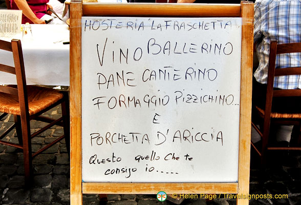 Hosteria La Fraschetta, one of the many eateries on Corso della Repubblica