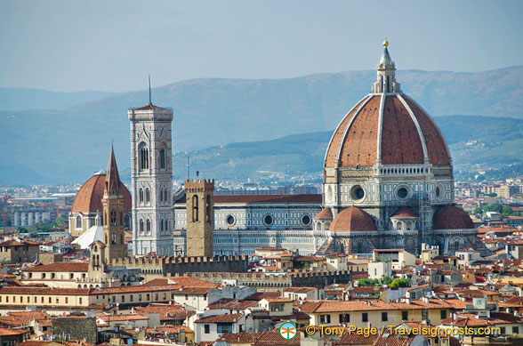 View of the famous Duomo dome and campanile