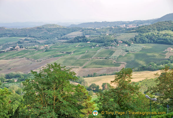 View of hills and valleys around Montepulciano