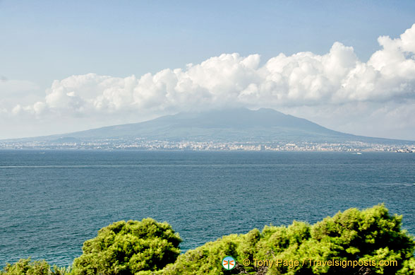 Distant view of Mount Vesuvius