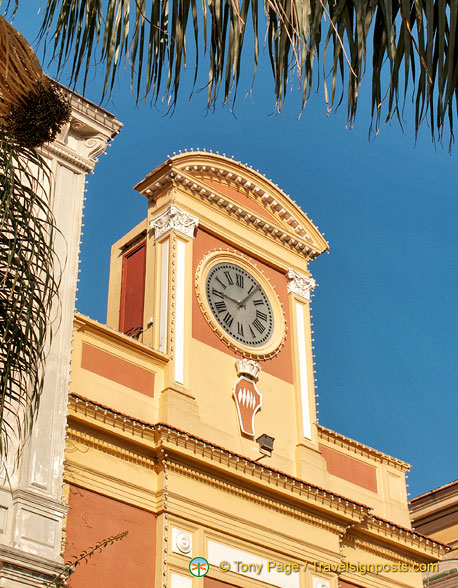 The clock tower on Piazza Tasso