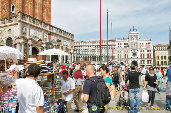 Tourists buying souvenirs in Piazetta San Marco
