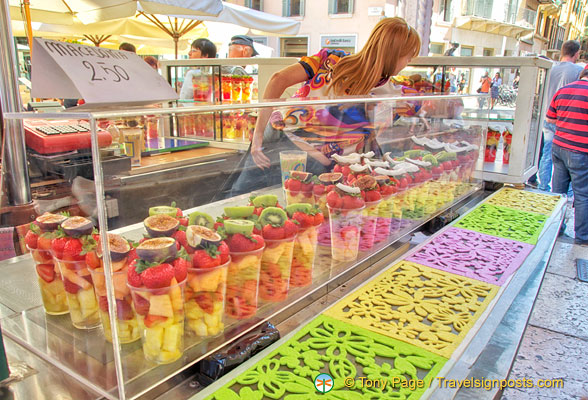 Fruit salad at the Piazza Erbe market