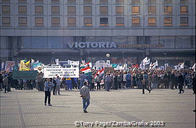 Ready for a Trade Union demonstration, Warsaw