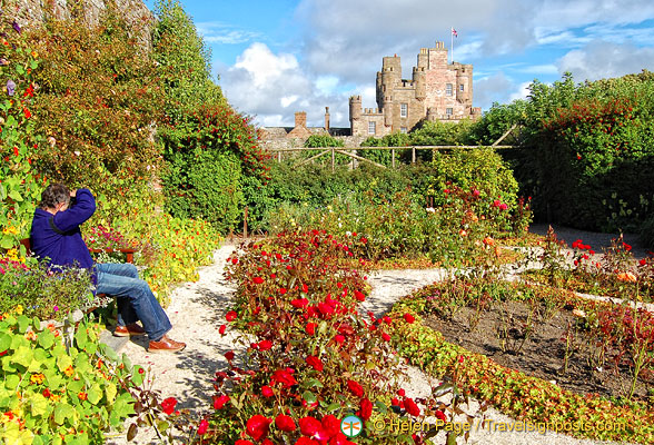 Tony photographing the Castle of Mey from the Queen Mother's bench