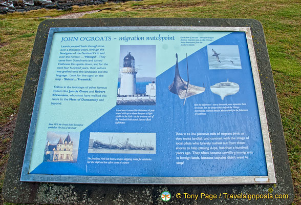 Signboard about the coastal walk to the Ness of Duncansby