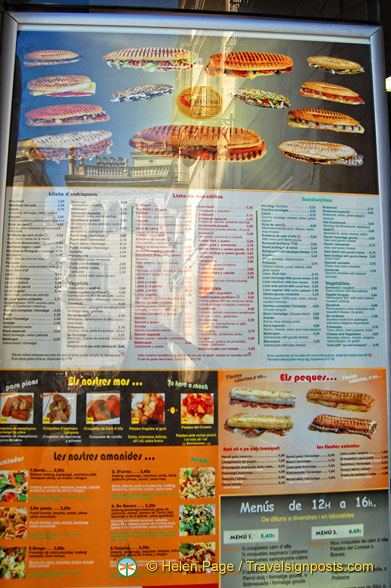 The huge sandwich menu at Conesa
