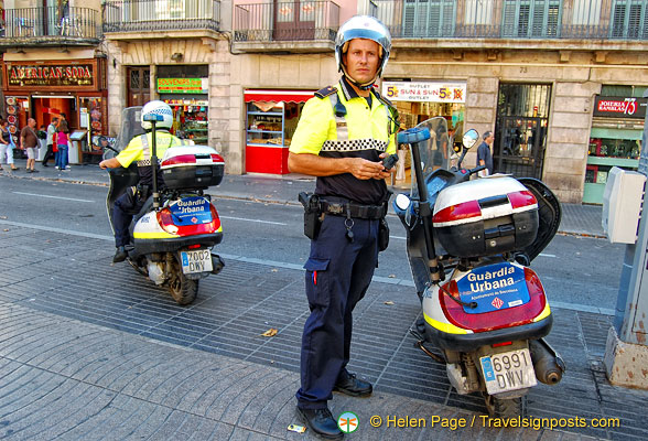 The Guardia Urbana on Las Ramblas