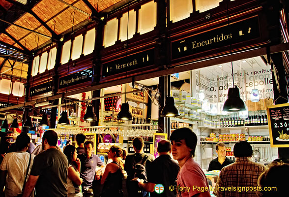 One of the wine bars at the Mercado San Miguel