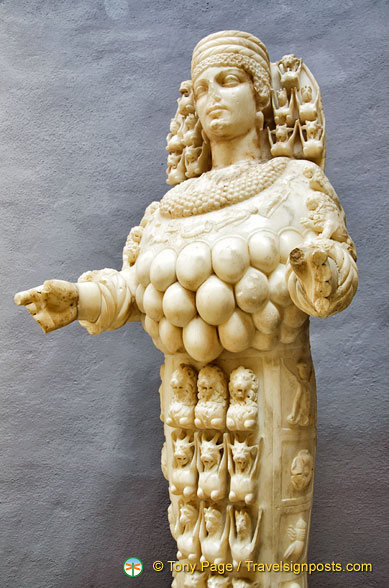 Due to her many breasts, Artemis of Ephesus is regarded as a fertility goddess