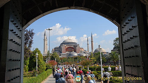 View to Hagia Sophia from the Blue Mosque, Istanbul, Turkey