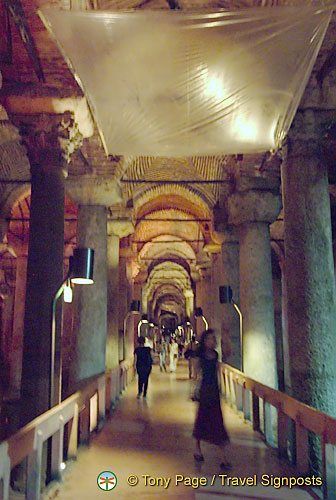 Atmospheric walkways in the Basilica Cistern