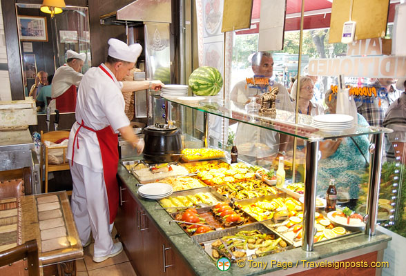 The food counter at the Lale Restaurant