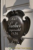 A very chocolatey Hotel Sacher sign