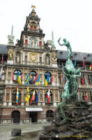 The Brabo Fountain in front of the Antwerp City Hall